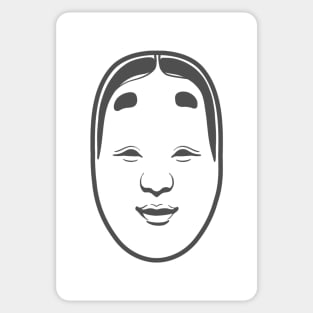 Traditional Japanese Masks, Onnamen, stylized design with dark grey ink Sticker